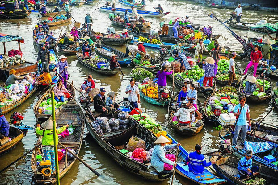 Floating markets Mekong Delta