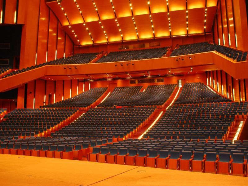Main auditorium of the National Convention Center with tiered seating