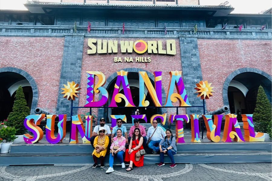 Family at Sun World Ba Na Hills entrance