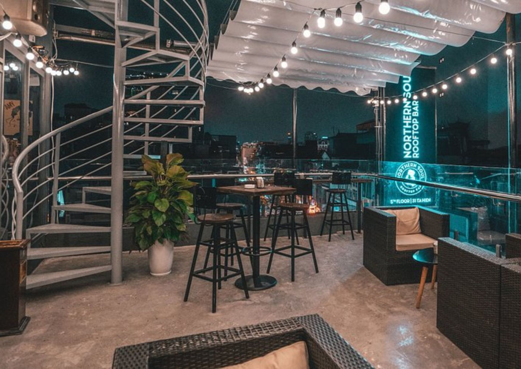Panoramic city views from the highest open-air rooftop bar