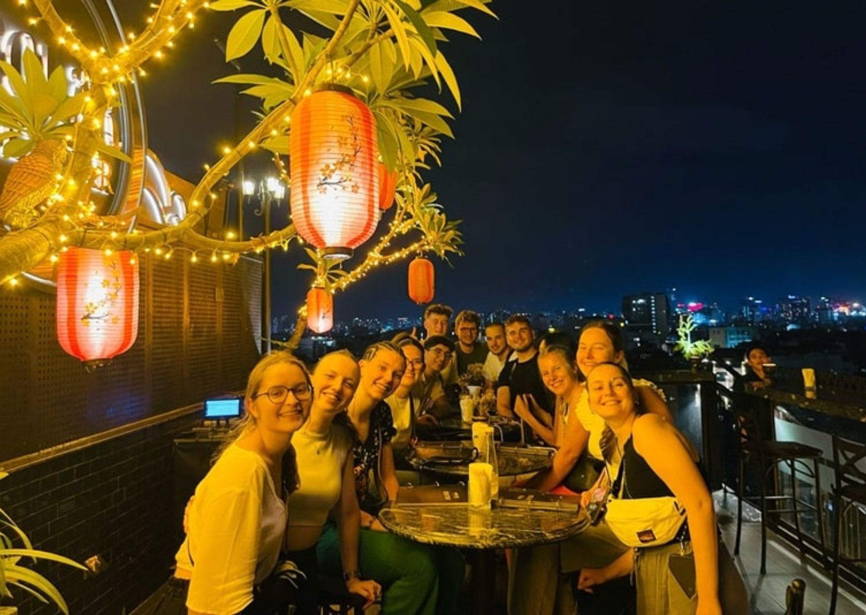 Panoramic city views from the Solar Sky Bar Hanoi