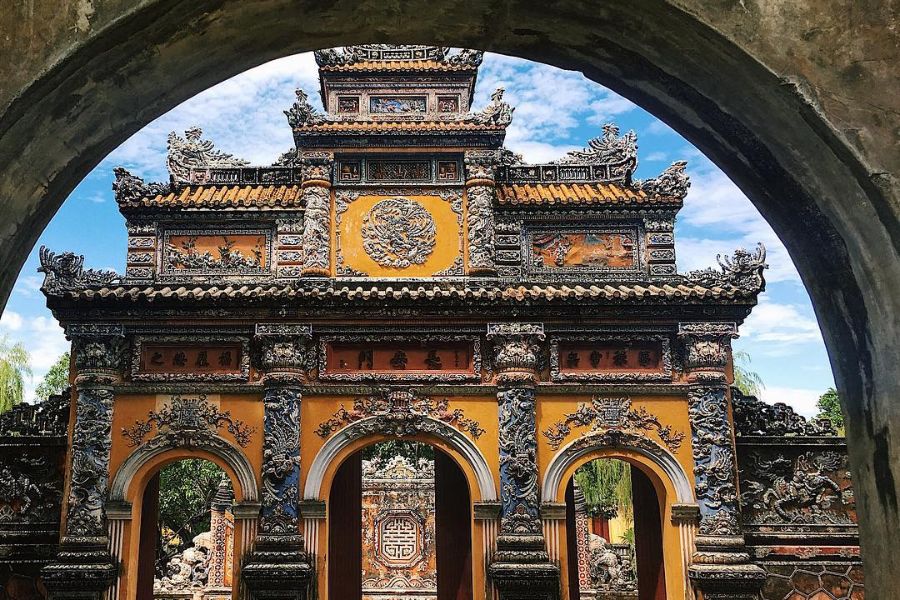 Ornate gate at Hue Imperial Citadel built by the Nguyen Dynasty