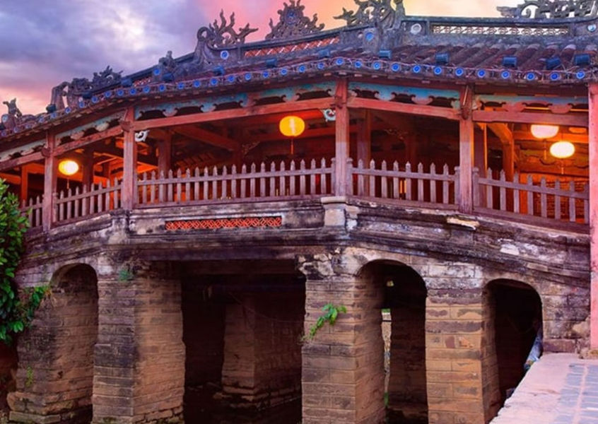 Japanese Covered Bridge over a canal in Hoi An Ancient Town