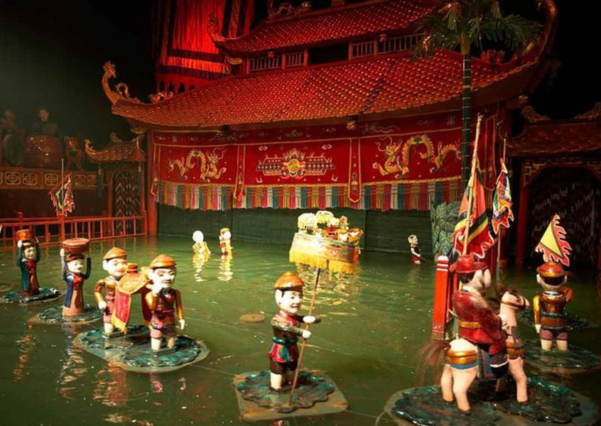 Lotus Water Puppet Theatre Hanoi pagoda stage