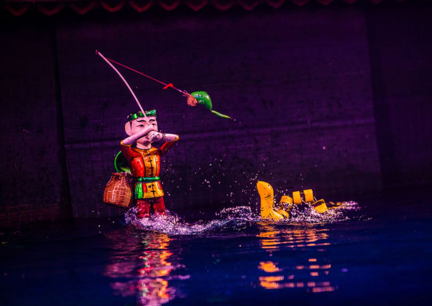 Thay Pagoda Water Puppet Performances fisherman scene