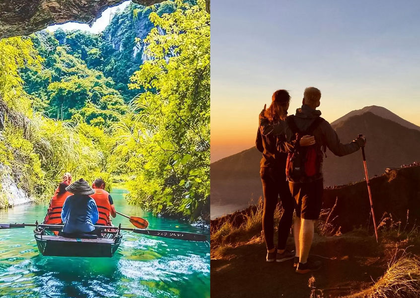 Trang An boat tour in Vietnam and Mount Batur sunrise trek in Bali
